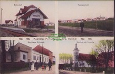 164107 AK Kosmütz, P. Hultschin Krs. Ratibor 1915 Bahnhof Gasthaus Pchalek Total