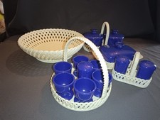 emsa Geschirr Butterdose Eierbecher Marmelade Menage Brotkorb 70er Jahre Blau