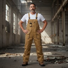 Portwest Texo Contrast Work Wear Bib and Brace - TX12 Khaki Overall Overall