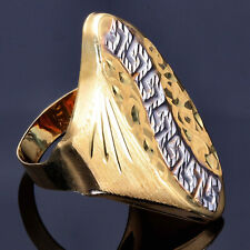 Langer Greco Goldring Ring 585 14K ECHT GOLD 64RG Trend Bicolor Weissgold NEU