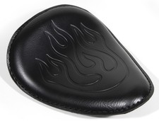 Solo Sitz Schwarz Flammen klein Custom Extra flach Chopper Bobber Universal