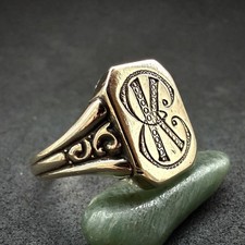 Jugendstil Monogramm Ring 900