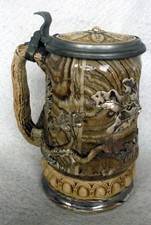 ALT Humpen Bierkrug V & B Mettlach Einlage Deckel um 1880 Krug Zinn Sammelkrüge