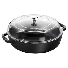 STAUB France Bauernpfanne Schmorpfanne Gusseisen mit Glasdeckel 28 cm schwarz