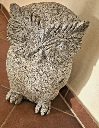 Eule aus granit weiss grau - eule, /