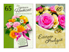 Eiserne Hochzeit Glückwunschkarte 65 Jahre Ehe Liebe Grußkarte mit Umschlag