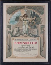 Männergesangverein 'Harmonia' Pirmasens Ehrendiplom Ludwig Sertel Jugendstil