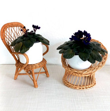 2 Vintage Rattan Blumenhocker