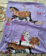 schönes Bettwäsche Set Pferde lila 100% Baumwolle Normalgröße RV angeraut Biber?