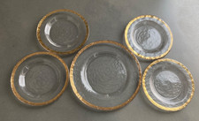 1 Platzteller  + 4 Kuchenteller Glas + Goldfarbenen Rand ca. 21cm und 28 cm
