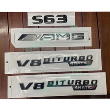 Für Mercedes Benz S63 AMG V8 BITURBO 4MATIC+ Emblem Aufkleber Schwarz Glänz NEW