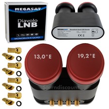 Megasat Monoblock Quad LNB 0,1dB Diavolo Doppel 19,2°E + 13,0°E 4 Ausgänge 4K HD