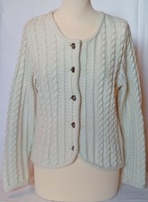 Strickjacke, Janker, Zopfmuster, Ecru, Größe 38, tailliert, Isar Trachten