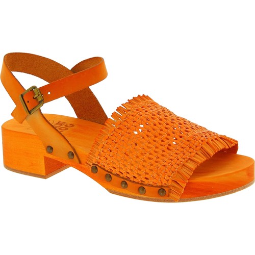 Damen clogs orange aus holz - damen,