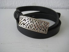 LUCA KAYZ - LEDERGÜRTEL MIT SILBENER AUSWECHSELBARER SCHLIEßE - SCHWARZ - GR: 85