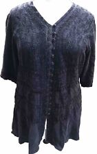 Bluse Romantic Gothic Boho Folklore Usedlook schwarz Stickerei 42 44 Vintage