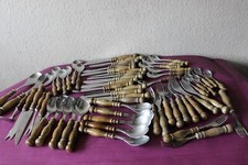 Gr.Konvolut WMF Burgund Chromargan Besteck Rustikal Holzgriff 61tlg.