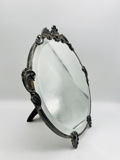 Antiker Tischspiegel 925 Silber oval Schmink Spiegel Jugendstil Art Déco Ø 30cm