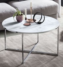 Couchtisch Weiß/Chrom Ø 80cm