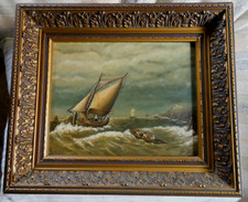 Altes Ölgemälde Segelboot