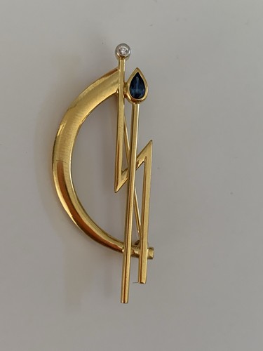 Vintage brosche gelb - gold, 333