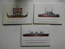 DDR Serien, Ak Mappe I, II, III, "Historische Schiffe" Mappe mit 12 Postkarten
