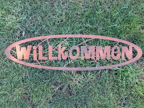 Edelrost schild willkommen - edelrost,