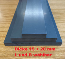 PVC Platte Zuschnitt Leiste Stab Dicke 15 + 20 mm B + L wählbar grau Kunststoff
