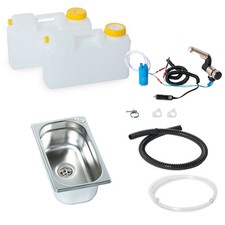12 Volt Camping Spüle Spülbecken Ausbauset Wohnmobil T4/5/6 Küche 265x160x100mm 