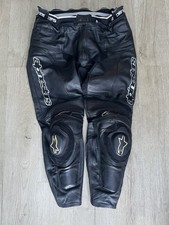 Alpinestars Leder Motorrad Biker Hose Armour schwarz weiß Herren Größe 44