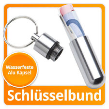 Alu Metallkapsel Aufbewahrungs Pillendose Kapsel Schlüsselanhänger aus Aluminium