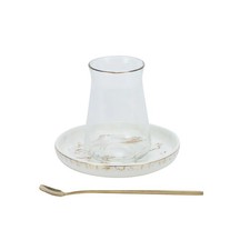 Bricard Marmor Teeglas-Set mit Keramik-Untersetzern – 18-teilig Gold