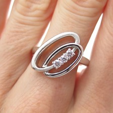 925 Sterling Silver Round-Cut C Z Interlocked Oval Circle Ring Size 8.25