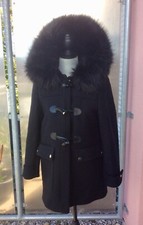 Zara Dufflecoat Wolle Kurzmantel Jacke Gr. M mit XXL Fellkragen