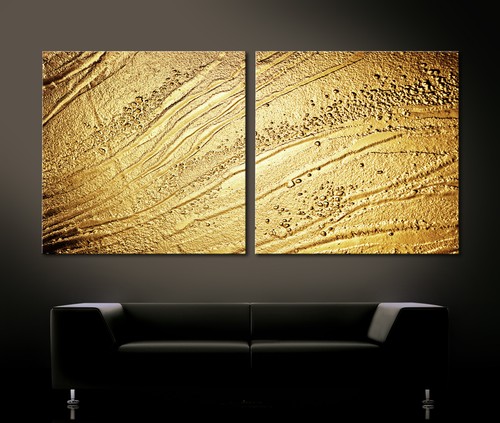 Gold wall leinwand bild set - gold,