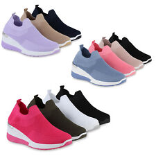 Damen Sportschuhe Slip Ons Keilabsatz Sportliche Strick 840257 Schuhe 