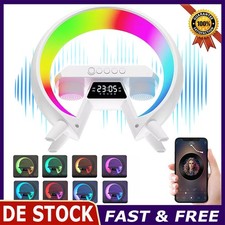 RGB Smart G Lampe Bluetooth Lautsprecher Wireless Ladegerät Wecker Nachtlicht DE