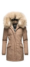 Damen Winter Fell Mantel Parka Jacke Kapuze Cristal Taupe Grey M Navahoo