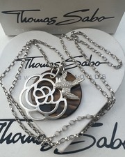 Thomas Sabo Kette & Tigeraugen Scheibe & Ornament Scheibe & Vogel Anhänger 