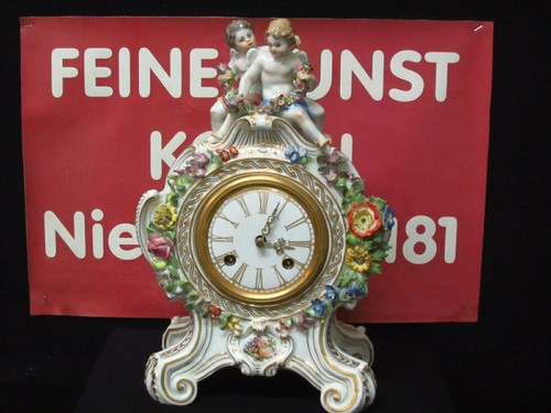 Große meissen uhr mit figuren - meissen,