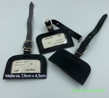 Kofferanhänger klein schwarz DDR LEDER VEB Gepäckanhänger Anhänger Adressschild