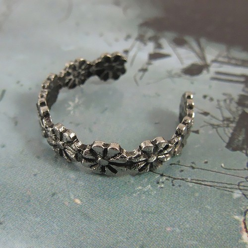 Ring blumen silber verstellbar - ring,