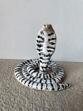 Schlange Keramik Ton Klapperschlange schwarz weiß 13cm handgemacht vom Sohn