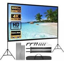 100/120" Beamer Leinwand mit Stativ/Haken Tragbare Projektion 16:9 4K HD Filme