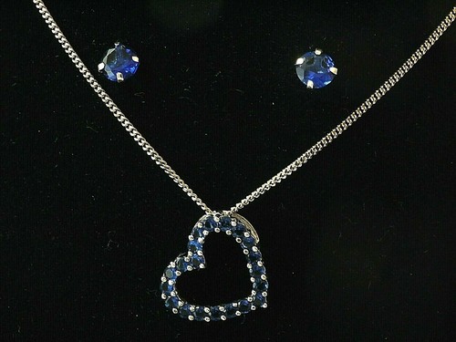 585 weissgold set herz kette - weissgold,