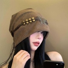 American Retro Hut Damen Beanie Schmetterling Dekor Quasten Kappe Party Mode