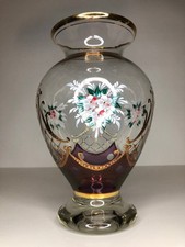Vintage Glasvase Handbemalt