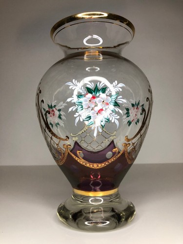 Vintage glasvase handbemalt - glasvase,