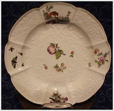 ⚔ Meissen Teller ø 24,5 cm "Distelfink  Fuchs Insekten" ab 1860 1.Wahl ⚔