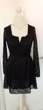 Gothic Kleid Terranova schwarz Spitze Gr XS eher S M knielang Spitzenkleid neu